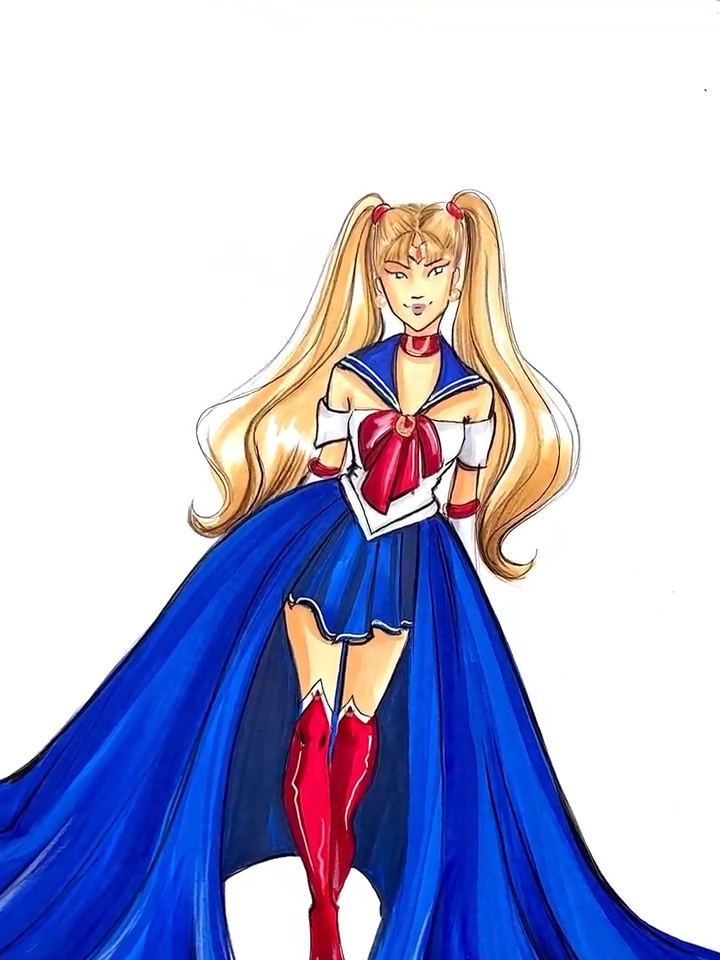 美少女战士水手月野兔马克笔手绘