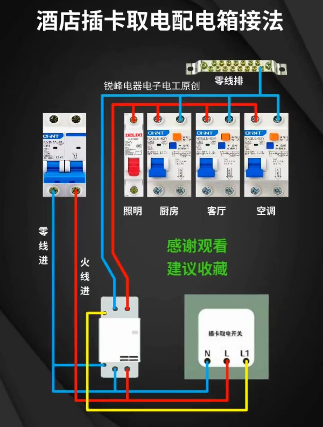酒店插卡取电配电箱接法识