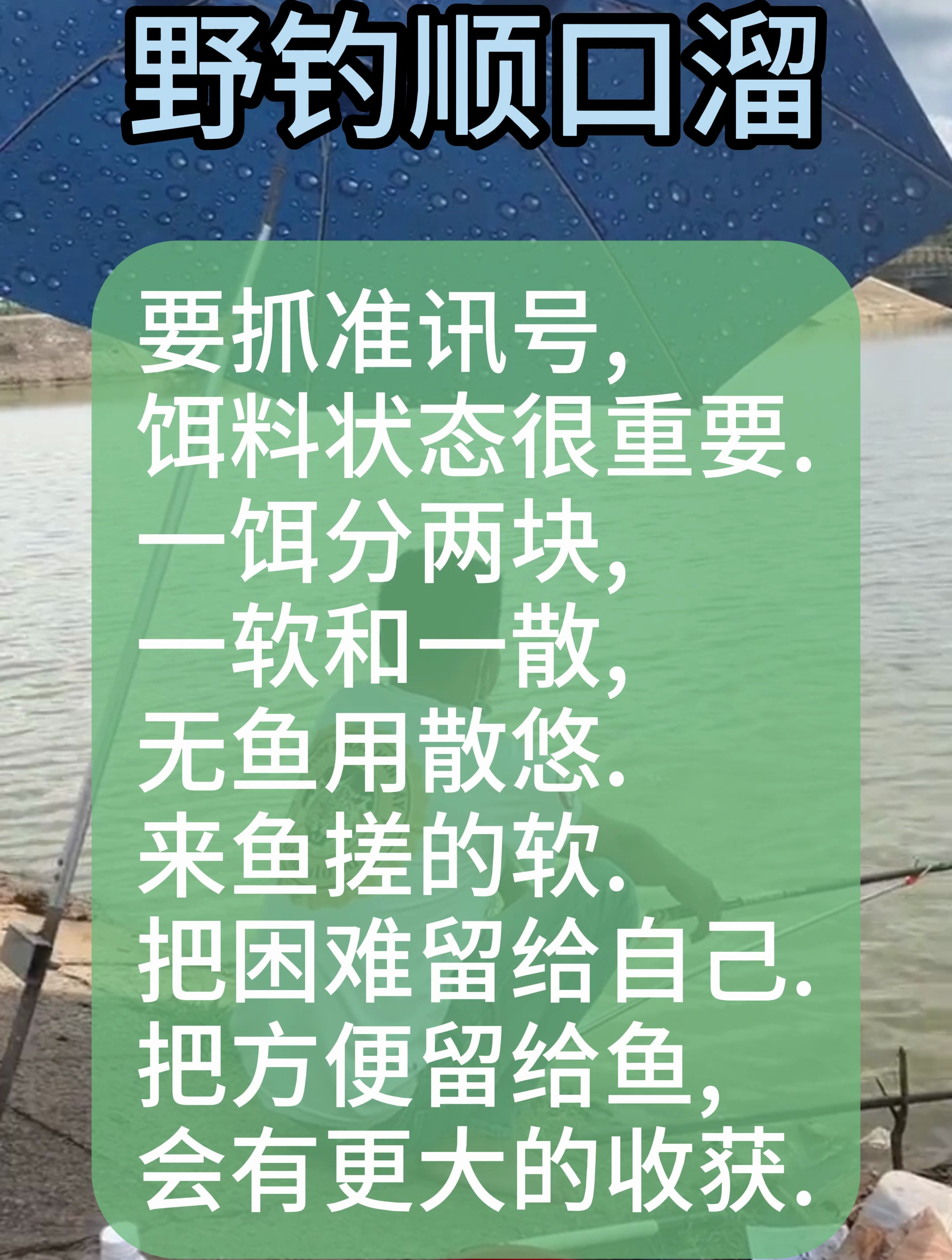 野钓顺口溜简单又实用!钓鱼新手和老手们不妨都来看下