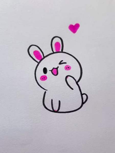 一分钟教你学画画,这样画兔子简单又可爱,育儿简笔画