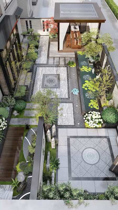来自江苏昆山的120平新中式风格庭院