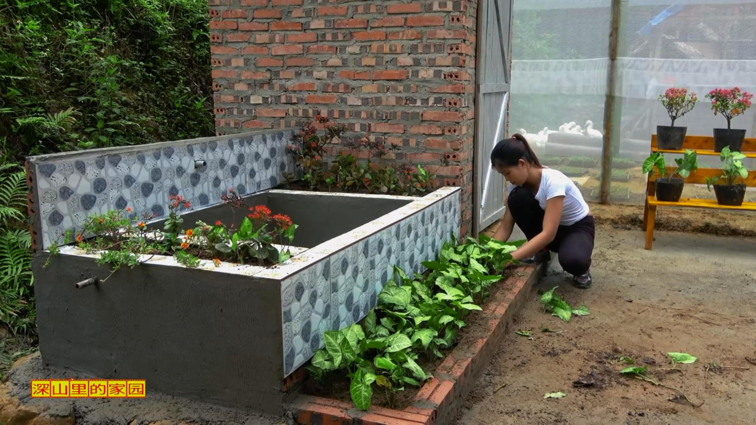 花坛与鱼池的结合,简直天生佳偶!这组合,不错吧?
