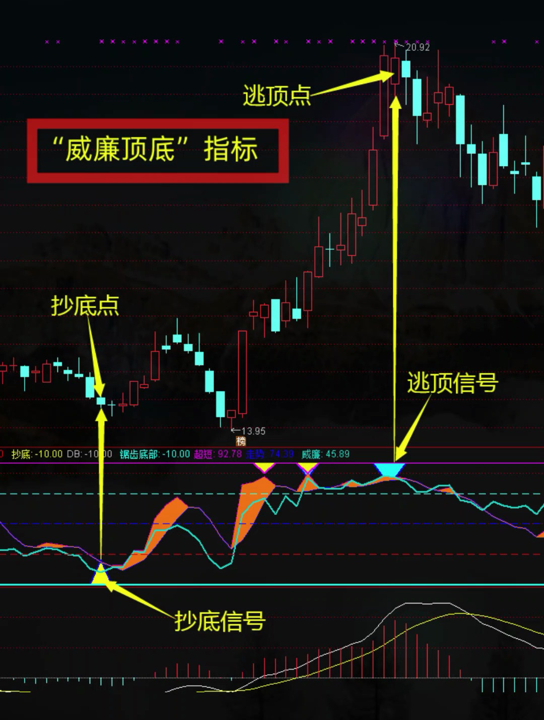 威廉顶底指标改编,波段行情信号明确