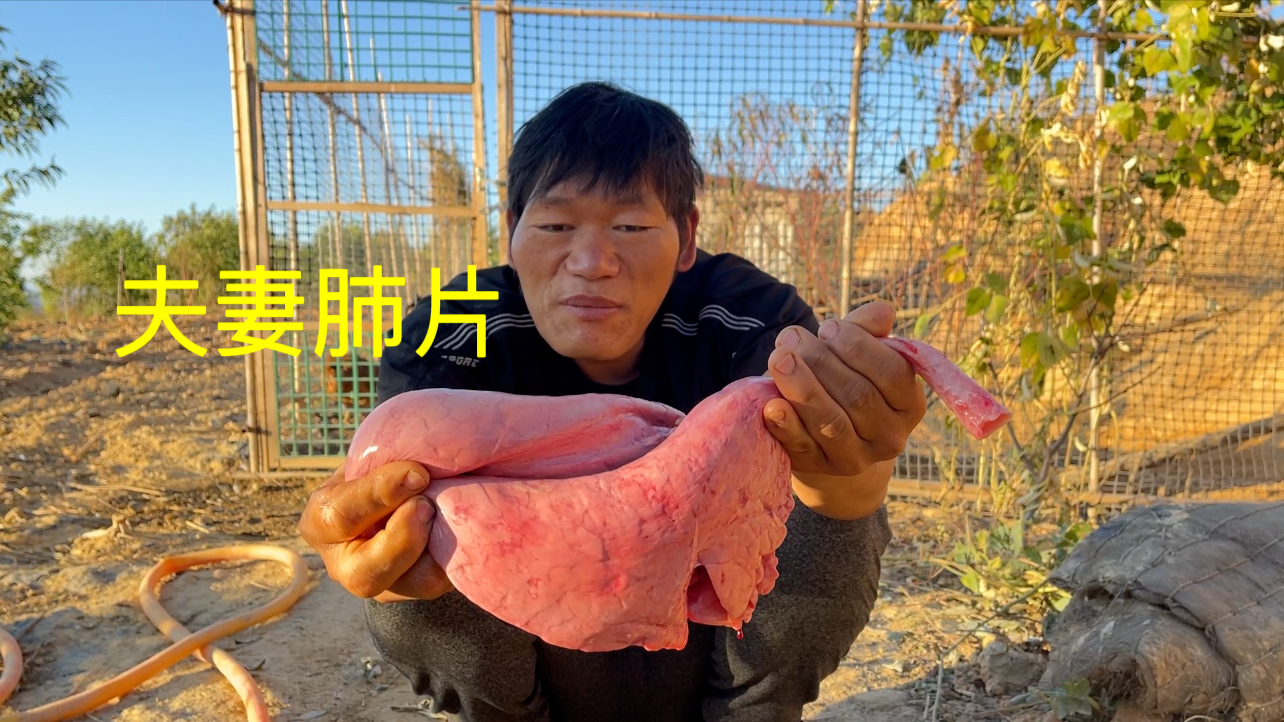 云南农村3块钱一个猪肺,冷水下锅煮熟,流浪哥做特色菜夫妻肺片