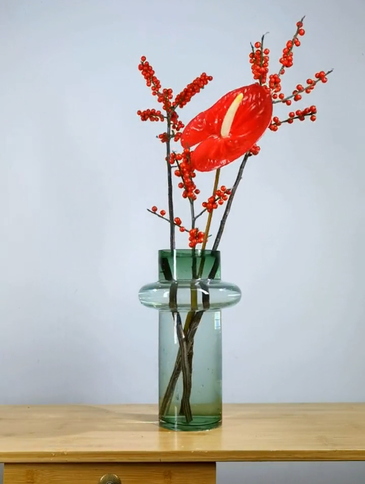 冬青插花 远征教插花 东方插花