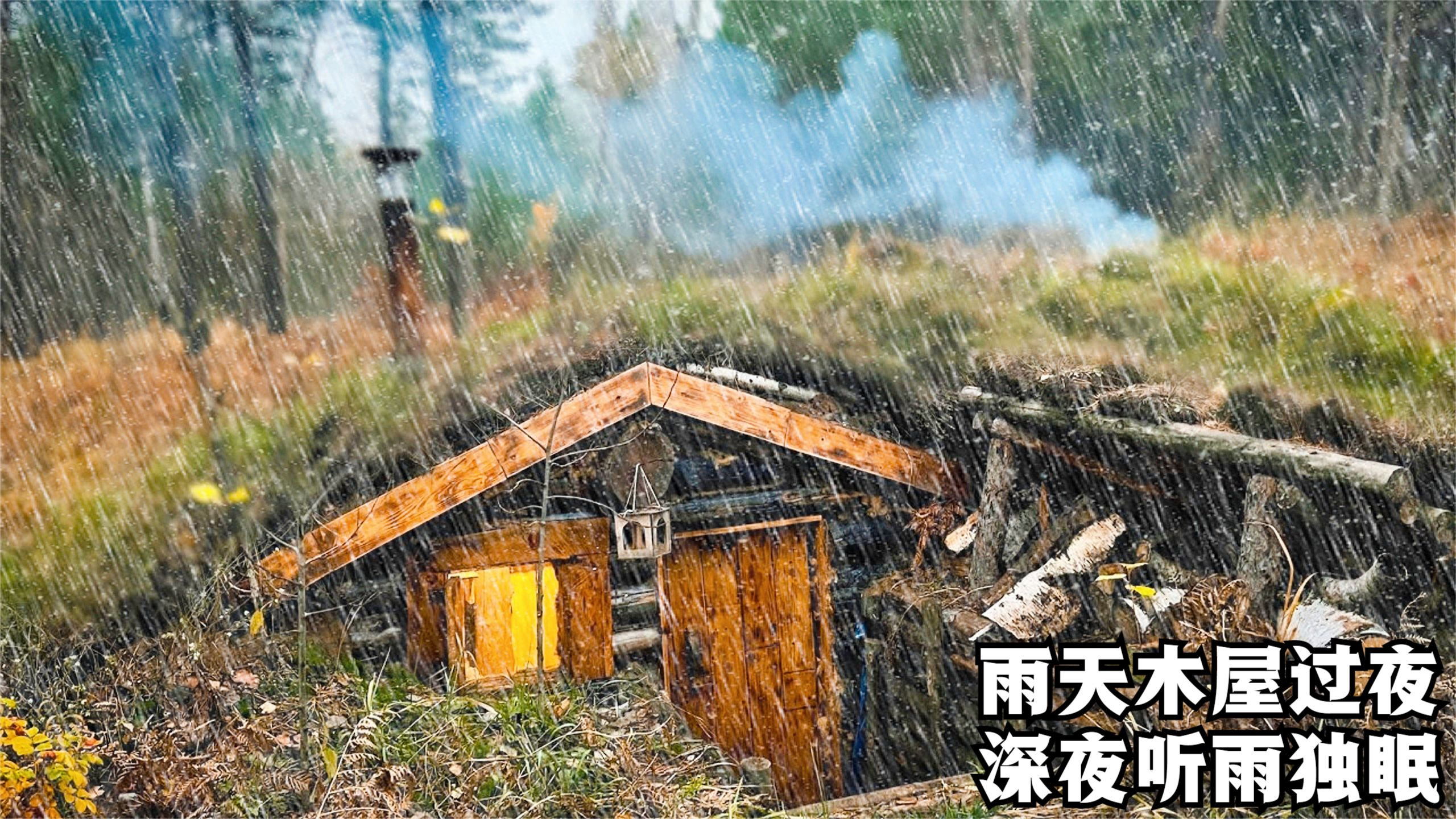 夜晚雨声阵阵,一个人窝在木屋里做饭吃,吃饱喝足再蒸个桑拿