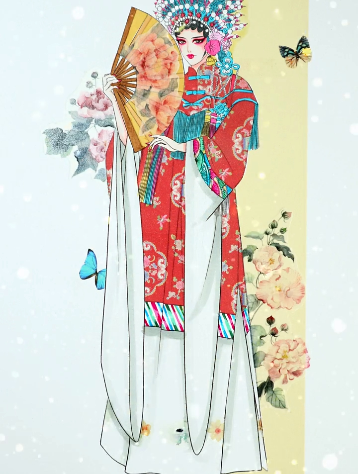 用手帐胶带画古风戏曲人物——梨园一梦