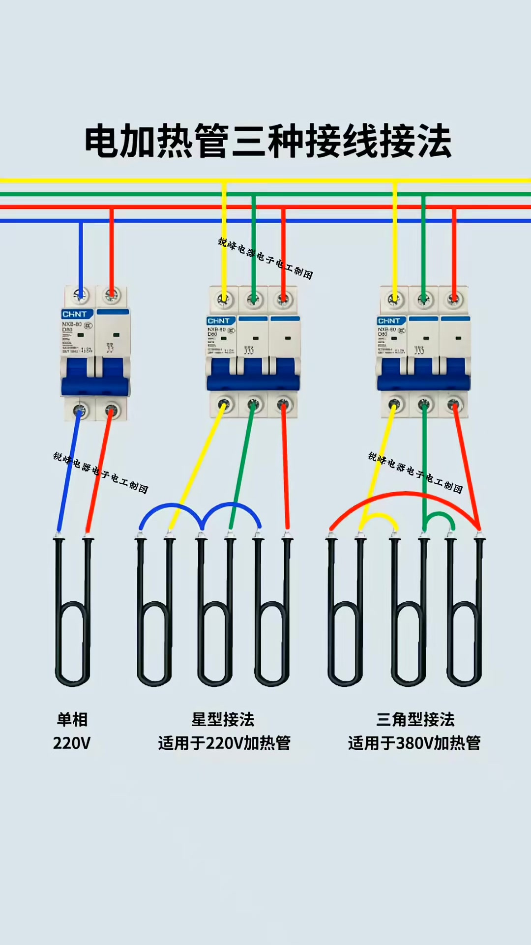 220v发热管接线图图片