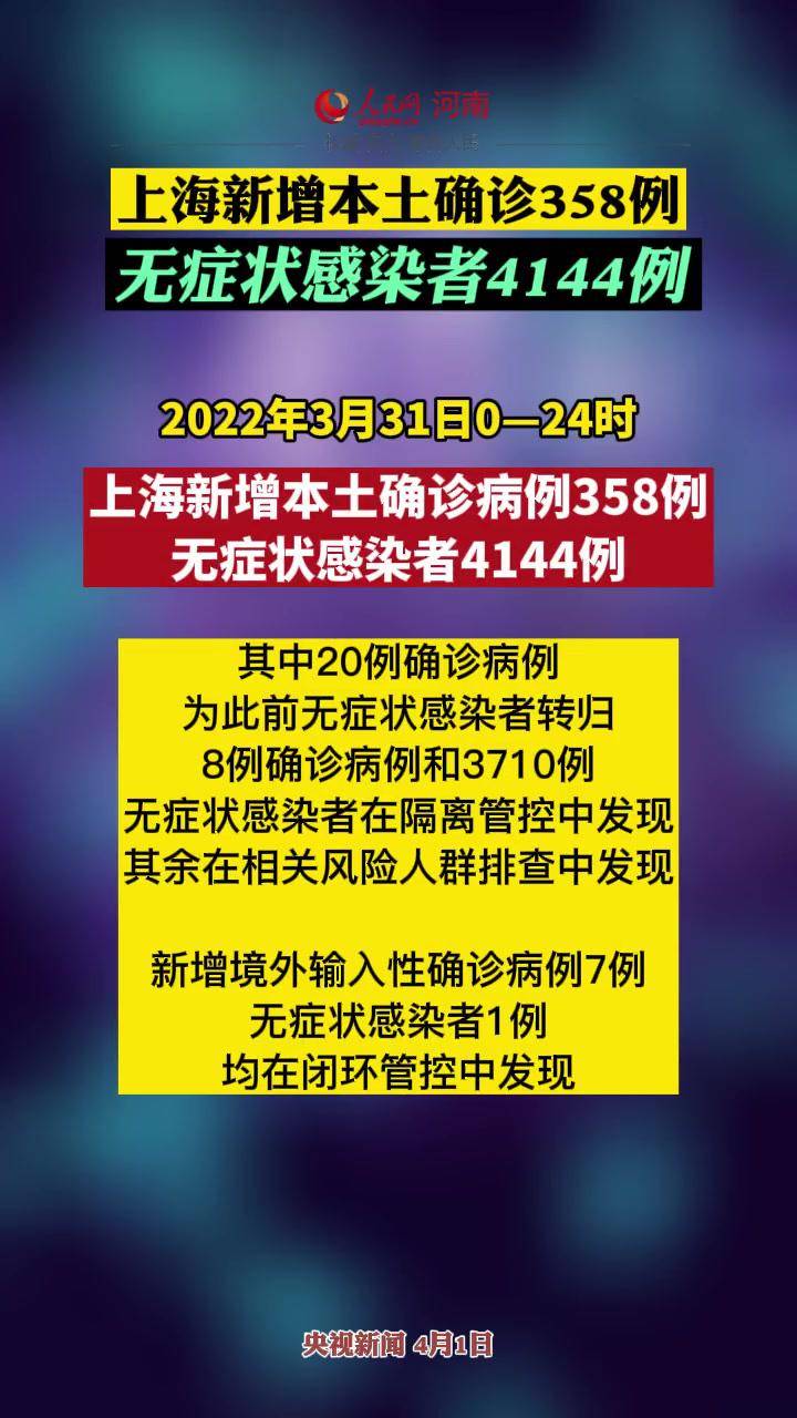 上海新增本土确诊358例无症状感染者4144例新闻最新消息疫情速报
