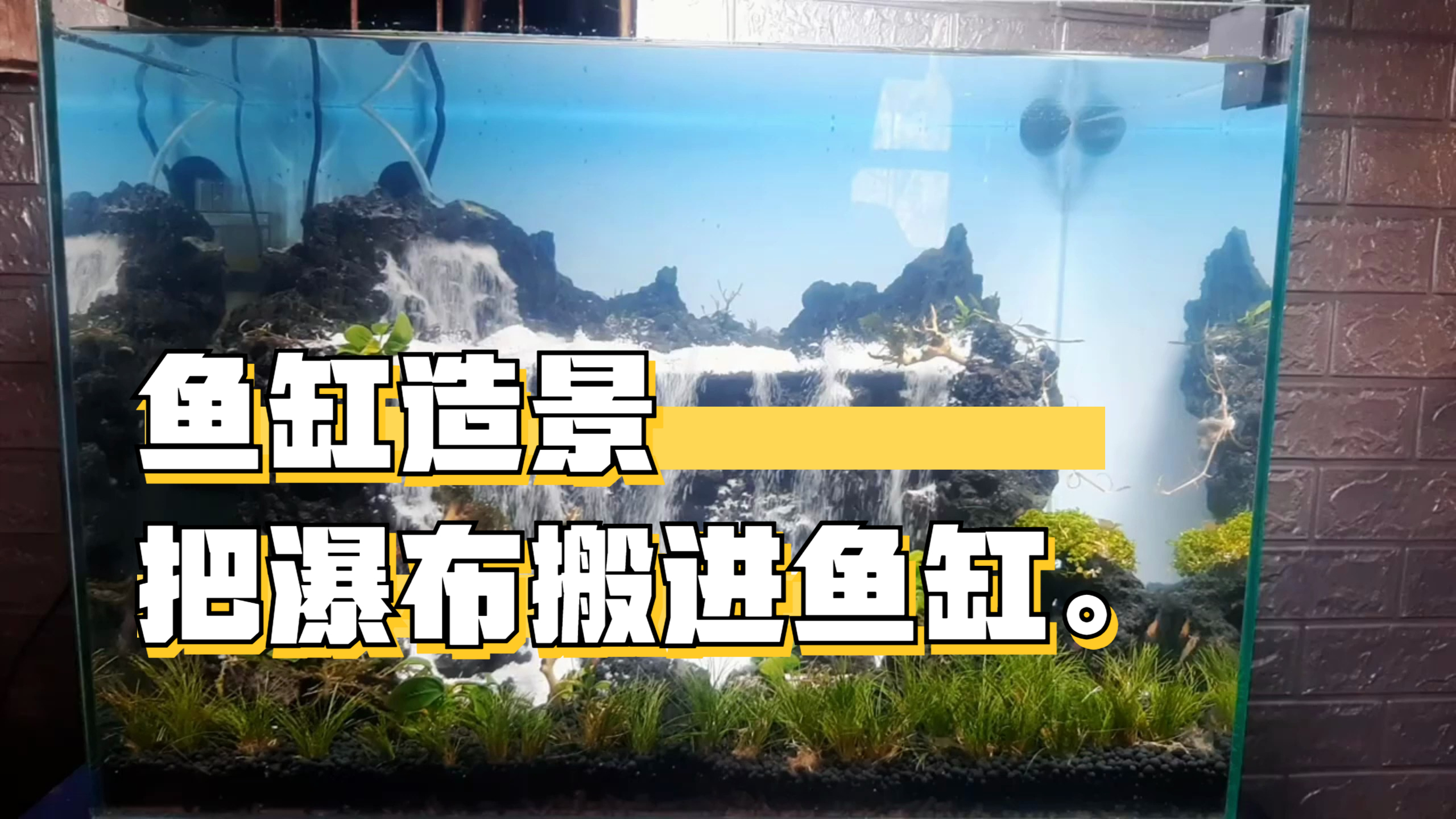 鱼缸造景,把瀑布搬进鱼缸