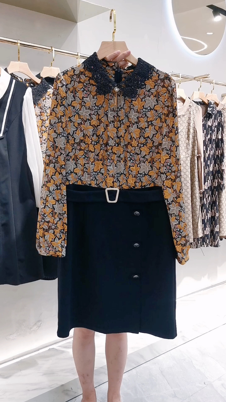 汉派品牌女装琦丽莎22年秋季百搭通勤时尚大码连衣裙女装尾货批发-度