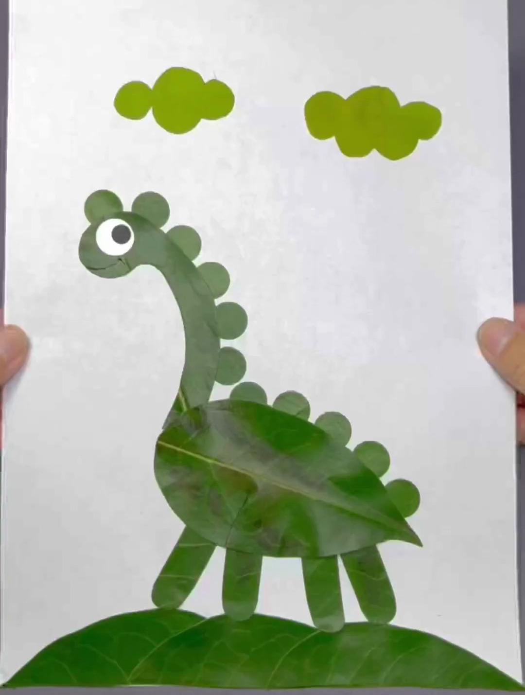 树叶贴画恐龙 树叶贴画 亲子手工 手工diy 幼儿园手工-度小视