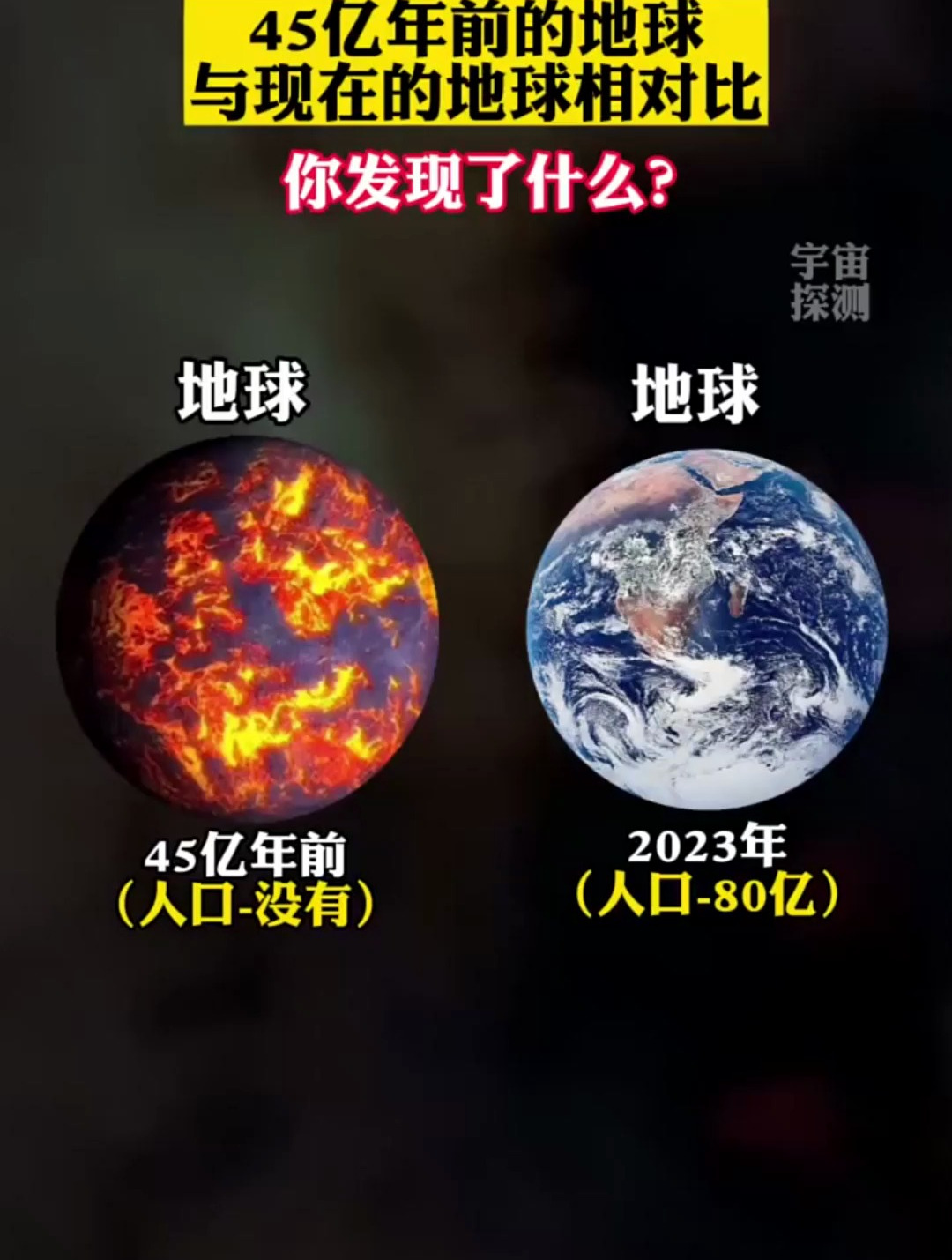 45亿年前的地球与现在的地球对比,你发现了什么?