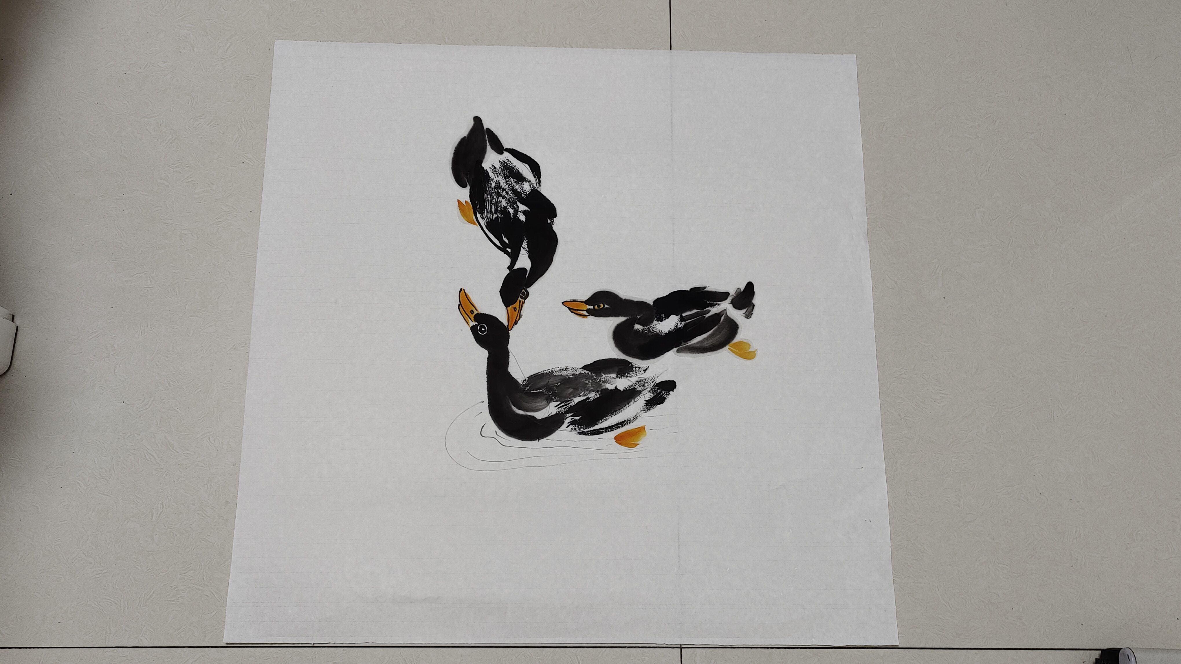 水墨鸭子画法,只需3个步骤