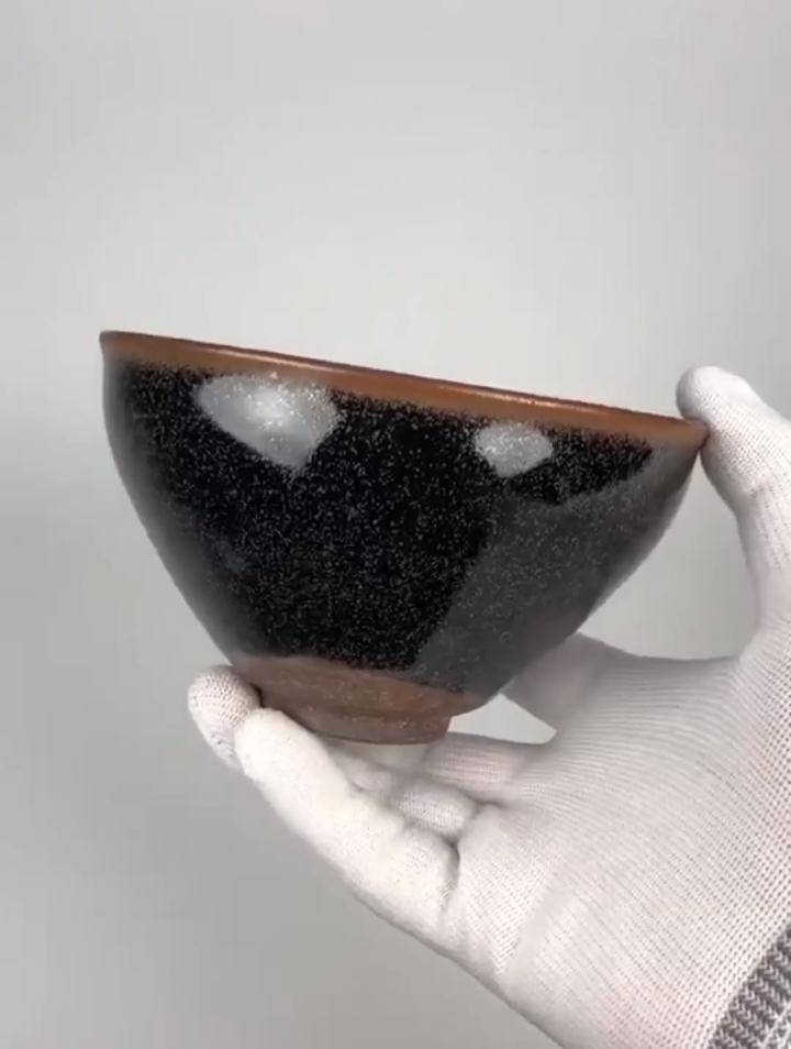 宋代建窑"柴.中潭"款满天星天目茶盏-度小视