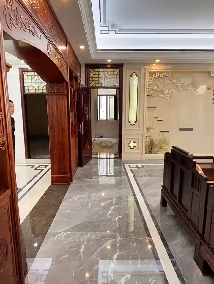 当新中式客厅搭配瓷砖上墙,效果经久不衰,太大气了