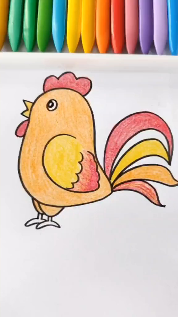 公鸡简笔画涂色图片