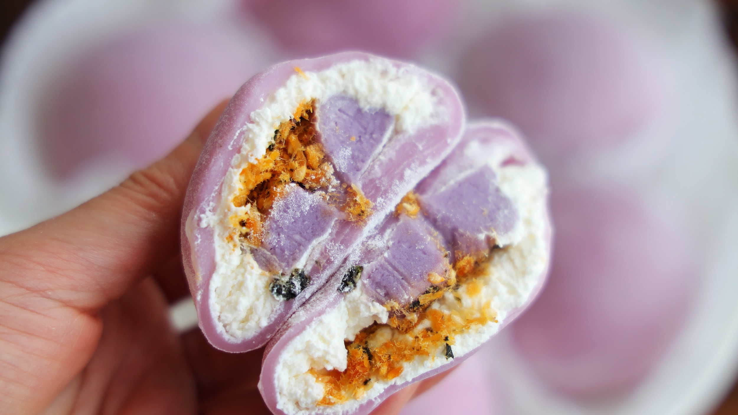 4重口感的芋泥肉松雪媚娘,简直绝了!