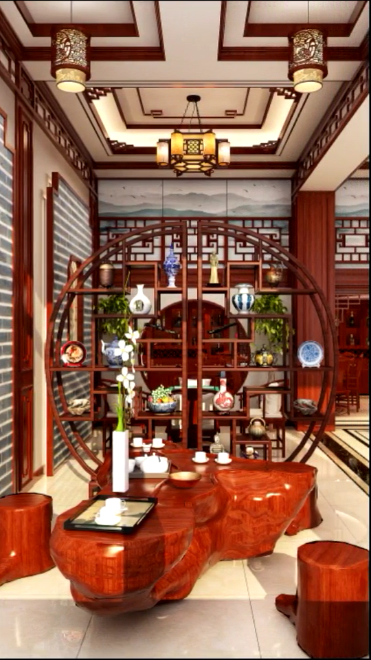 中式红木茶室装修,闲暇之余是生活