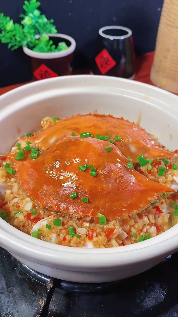 梭子蟹你还在清蒸吗试试这道蒜蓉梭子蟹吧鲜香美味又好吃
