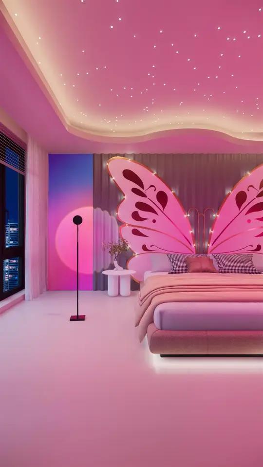 粉色系梦幻卧室,你喜欢吗?