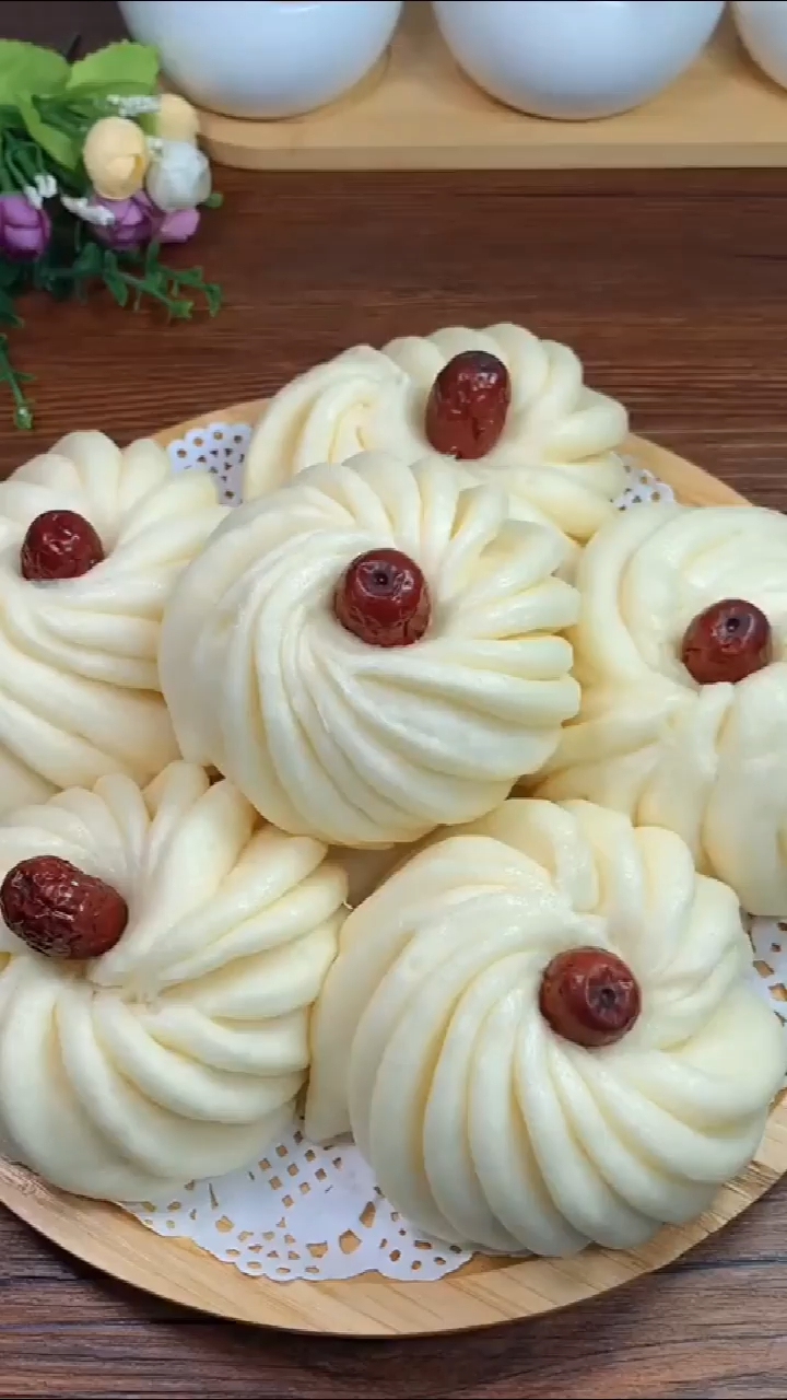 枣花馒头这样做,松软好吃又好看 花样面食 过年枣花糕花馍 馒头花-度