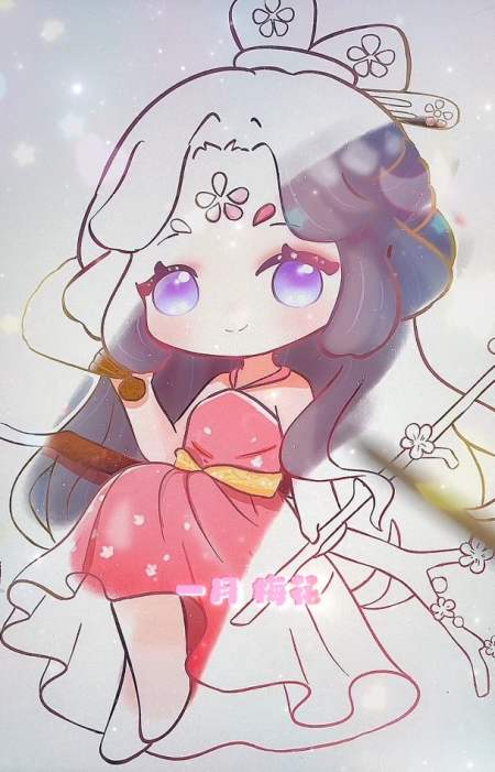 花朵公主十二星座简笔画,动漫公主简笔画,超可爱卡通人物简笔画-度小