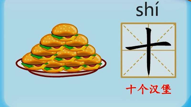 亲宝识字:学习汉字十的拼音组词笔画笔顺写法