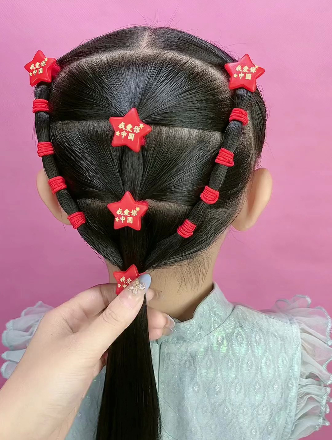 国庆节儿童马尾辫发型教程分享,简单实用,有女儿的学起来吧