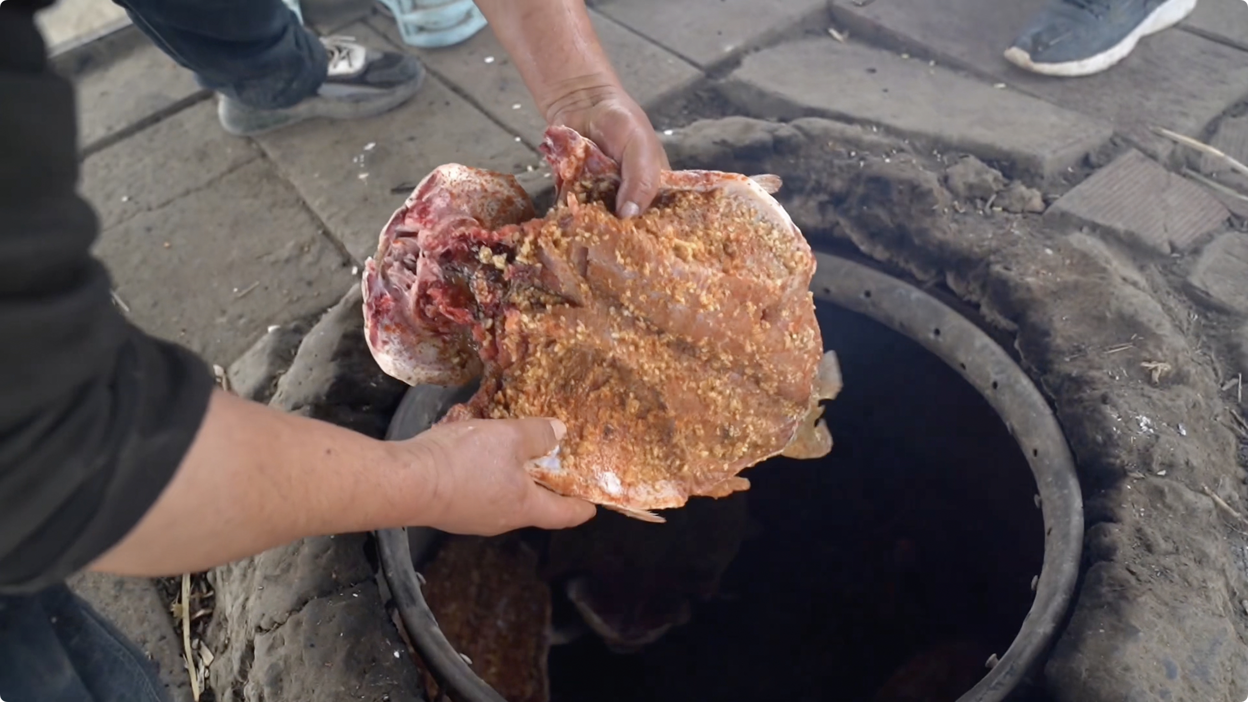 新疆美食馕坑烤鱼,100元/条池塘活鱼自己挑,抹蒜泥柴火烤太入味
