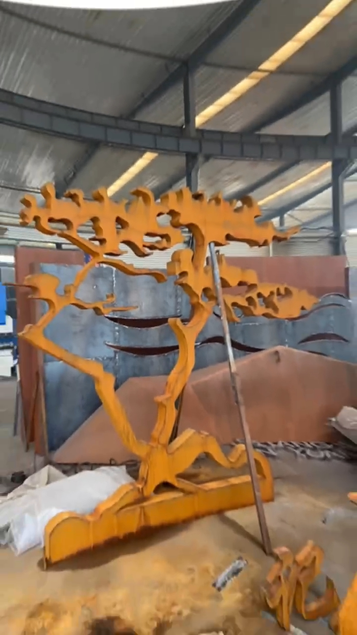 耐候钢板加工耐候钢园林景观造型雕塑精工字山东林森耐候