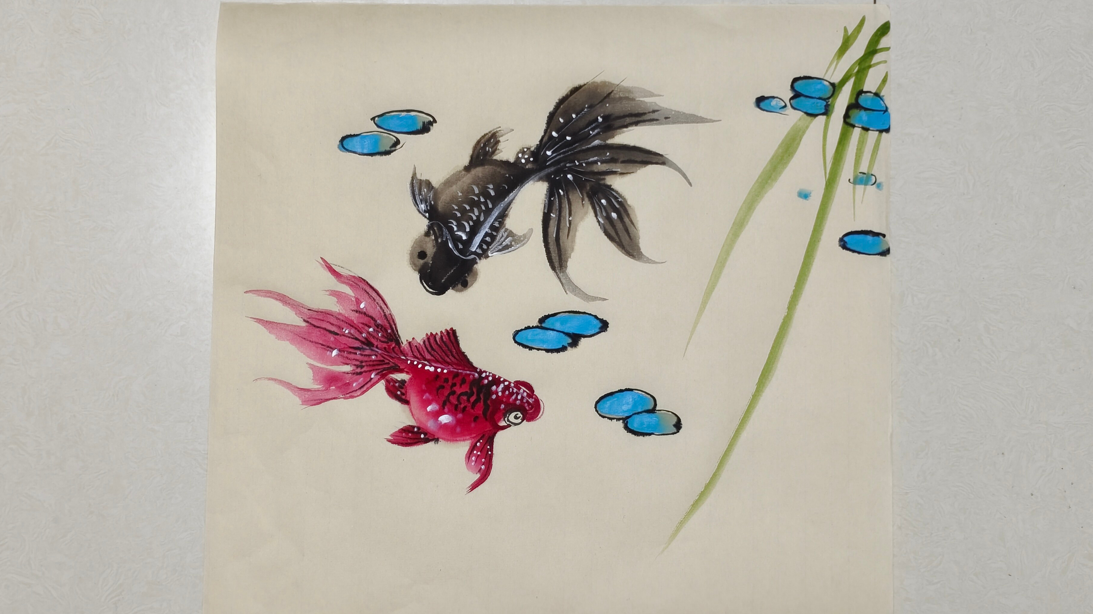 水墨金鱼画法,一种窍门教会你逆向画法