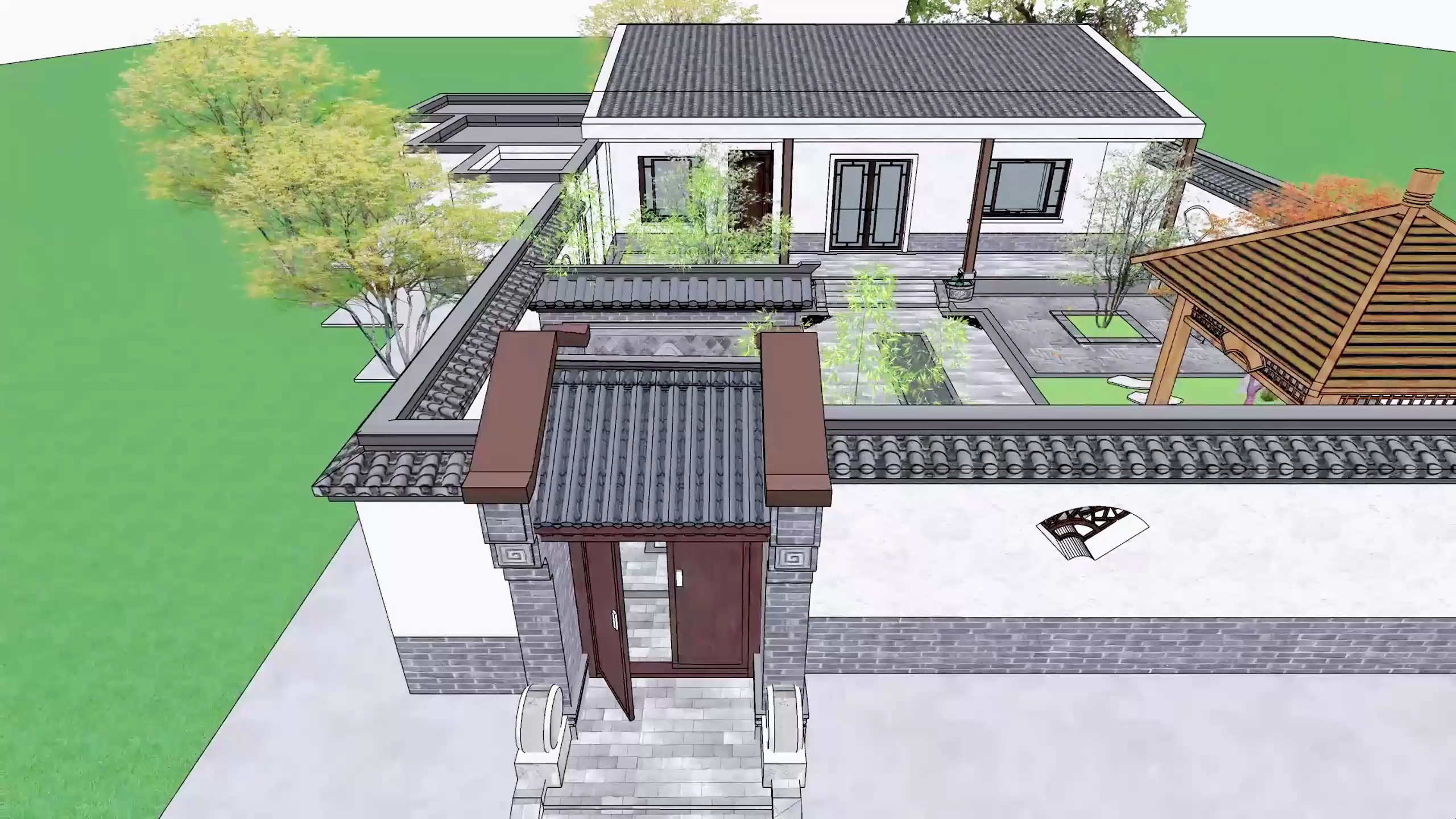 经典徽派合院设计占地11×15,中式美学传承
