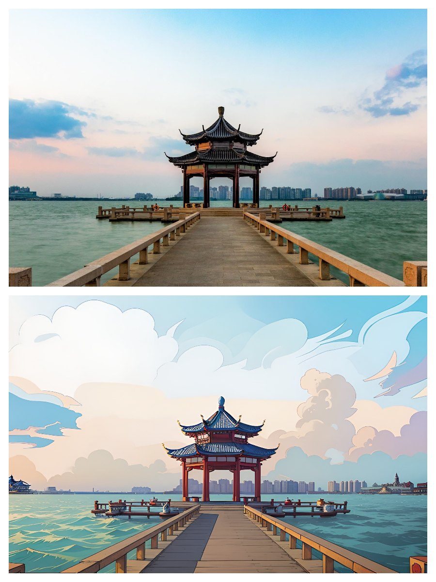 城市风景插画之杭州