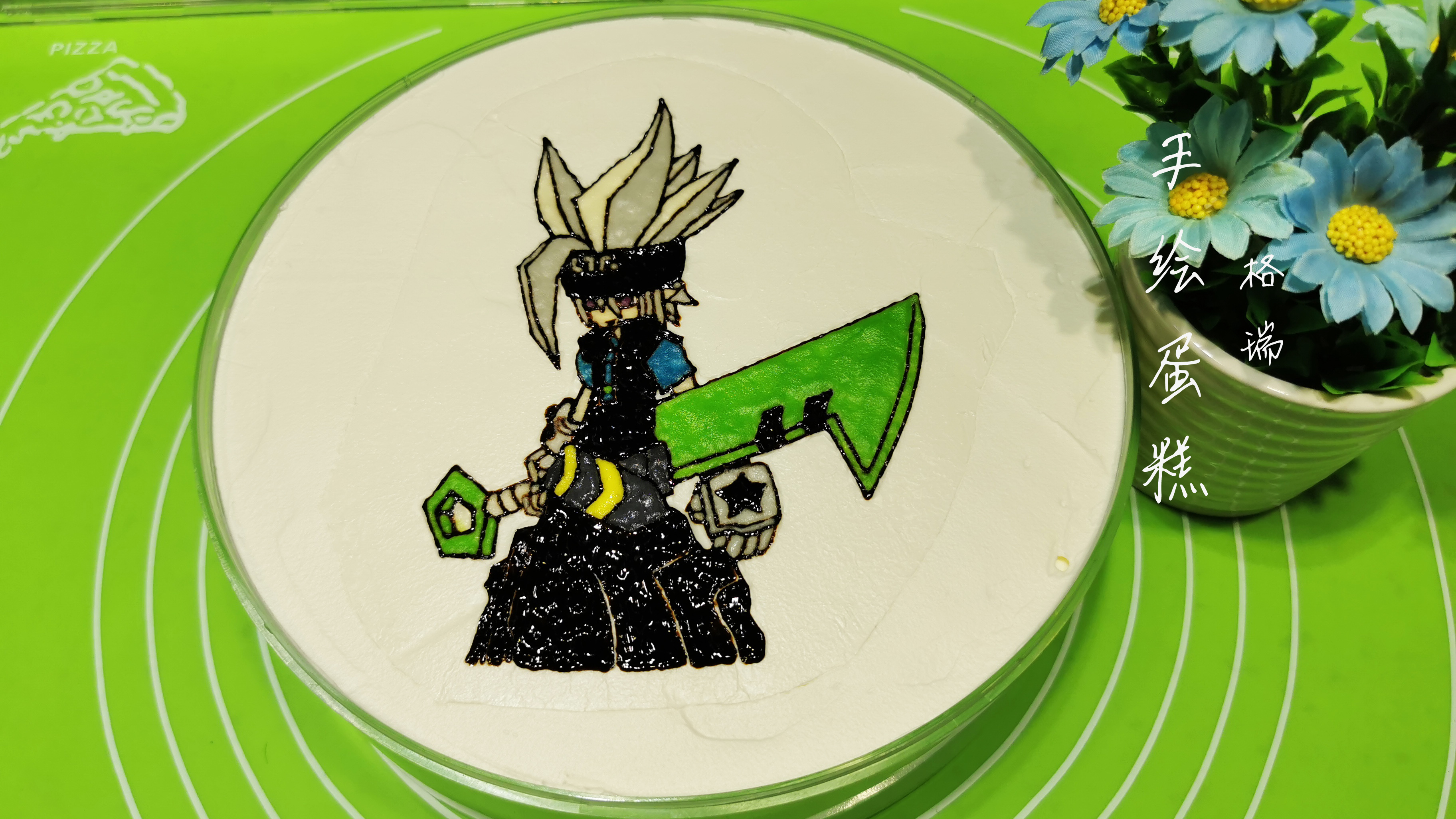 凹凸世界格瑞手绘蛋糕,沉稳的格瑞应该不用任何装饰更适合