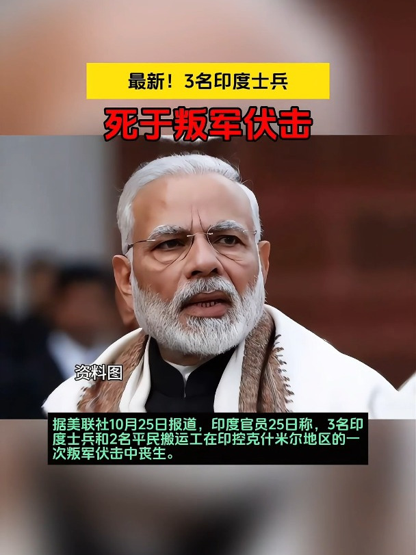 3名印度士兵死于叛军伏击