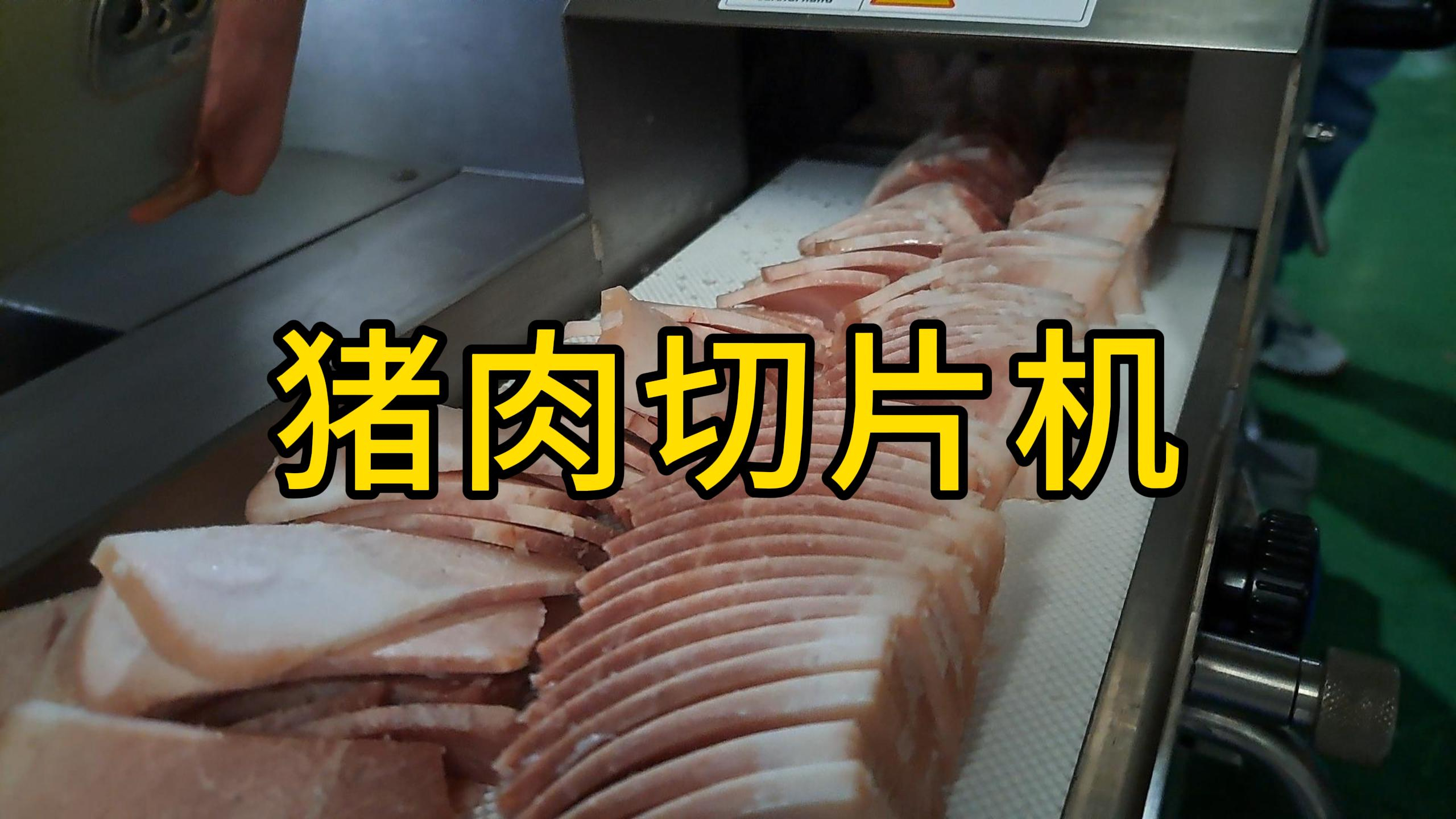 冷冻猪肉切方片机,五花肉烧烤肉片切肉机实拍