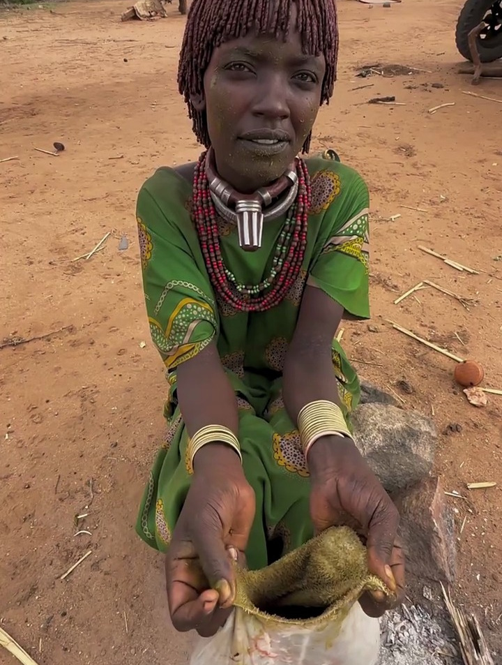 非洲原始部落红泥族闻新鲜的羊肚治百病