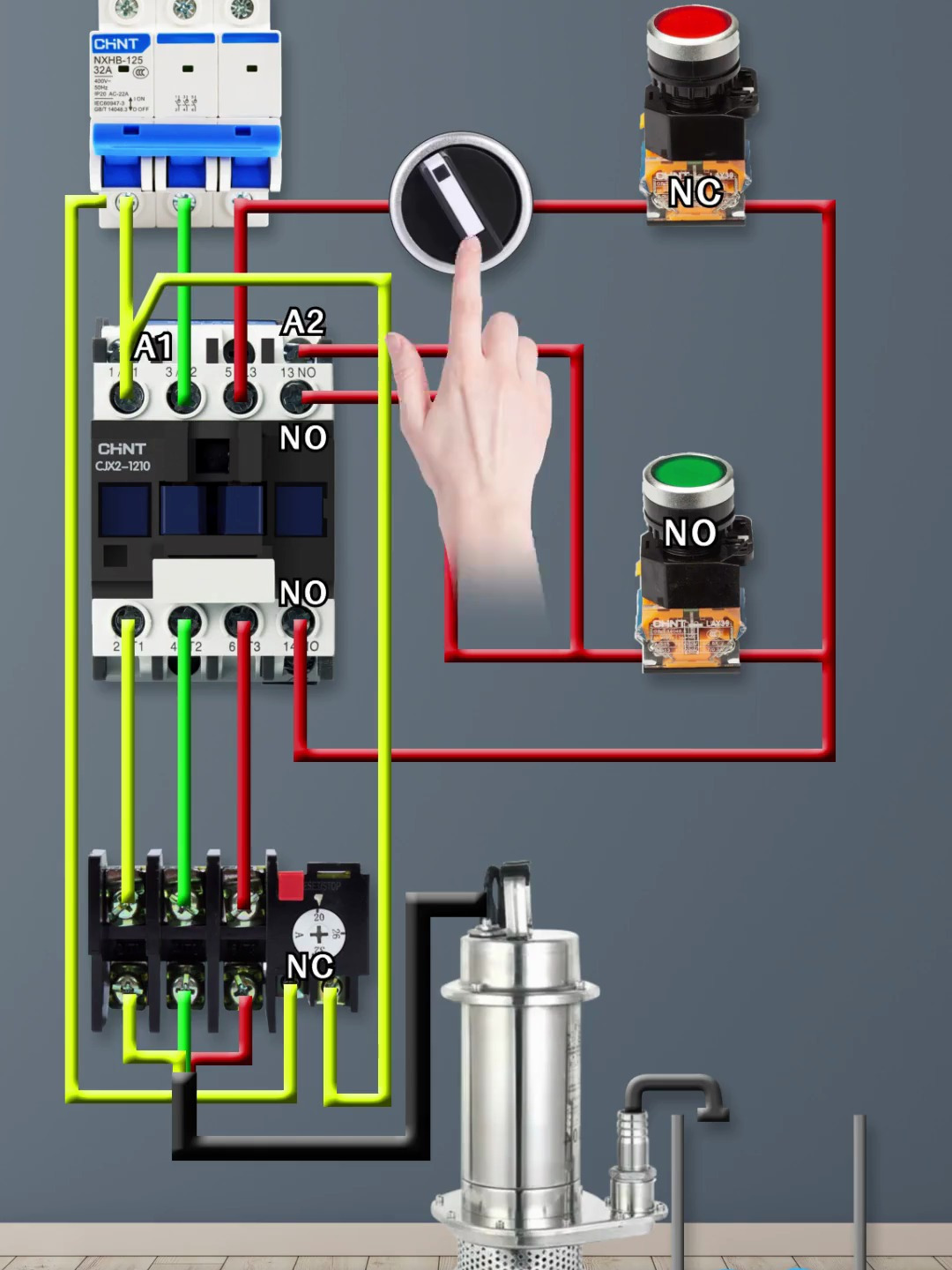 自锁电路应用开关水泵 电工知识分享