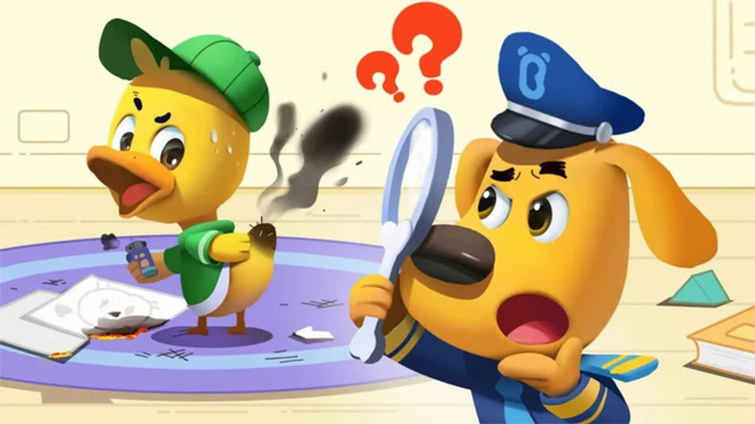 儿童益智动画:宝贝在家玩打火机,结果把尾巴烧着了