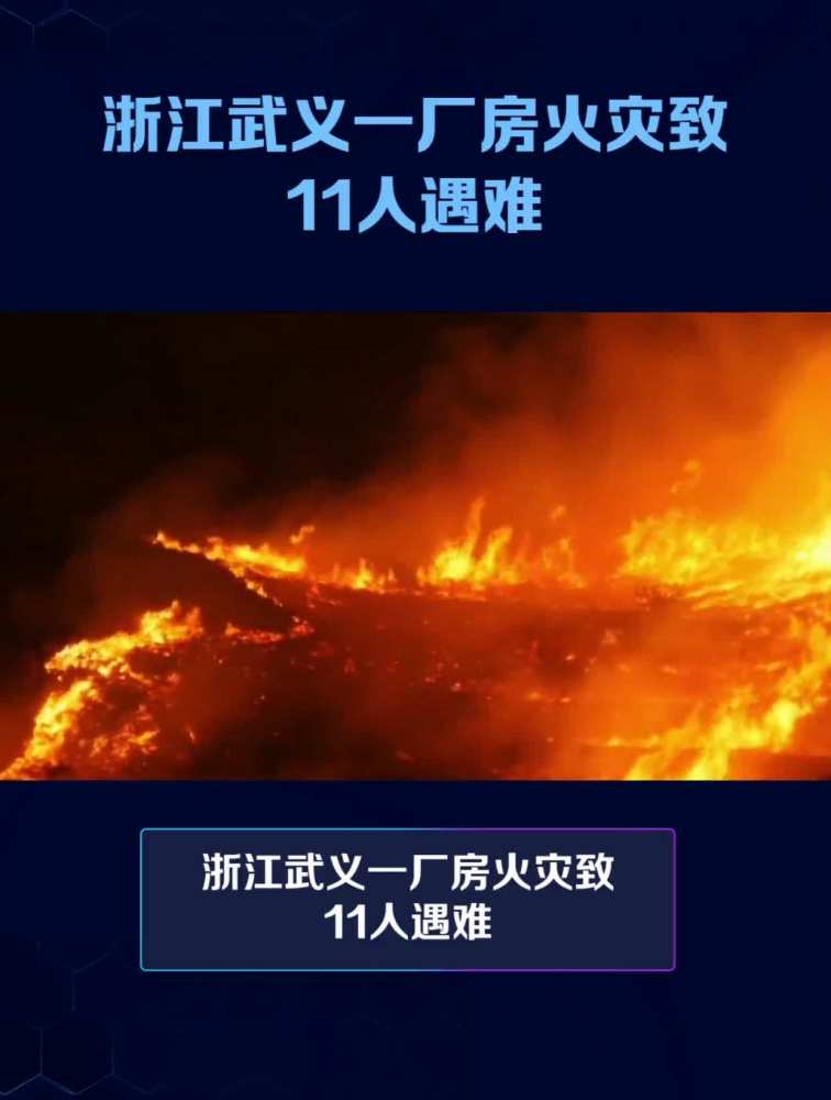 浙江武义一厂房火灾致11人遇难 事故责任人已被控制