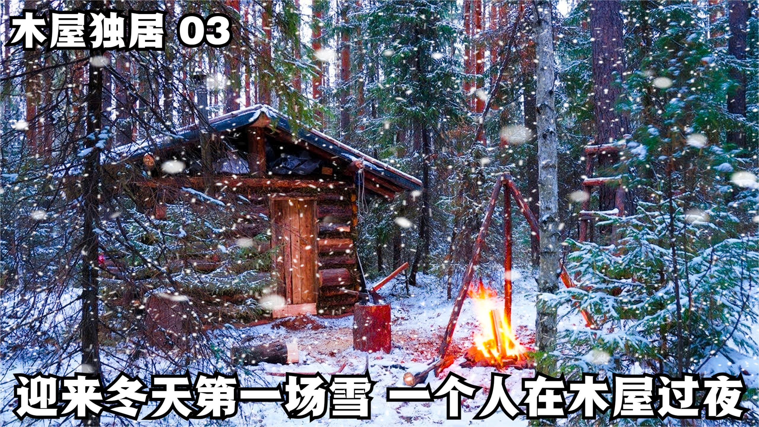 木屋独居(3):初雪来了,点燃火炉,一个人在木屋度过温暖一夜