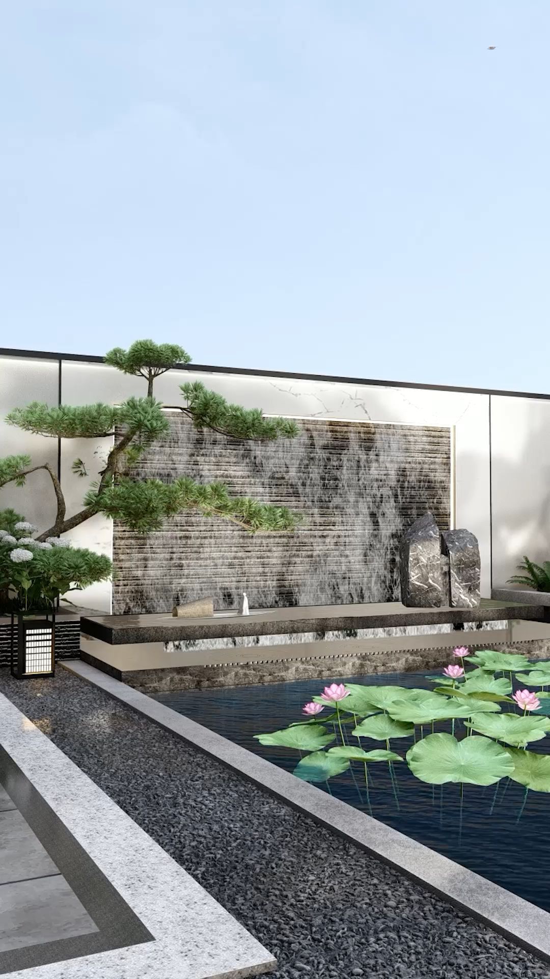 造型精美的水幕墙设计,让你的花园更显档次