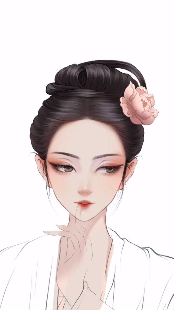 手绘古风少女更一个古风小姐姐画