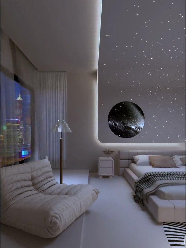 梦幻星空顶卧室设计满满的氛围感卧室应该是你喜欢的类型吧