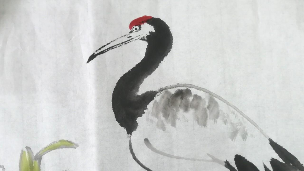 写意中国画画鹤原来这么简单,老师几笔画出来了,太形象生动了!