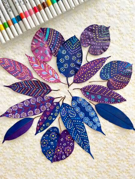 马克笔树叶画,用点点点的方式装饰树叶,适合幼儿园小朋友哦-度小视