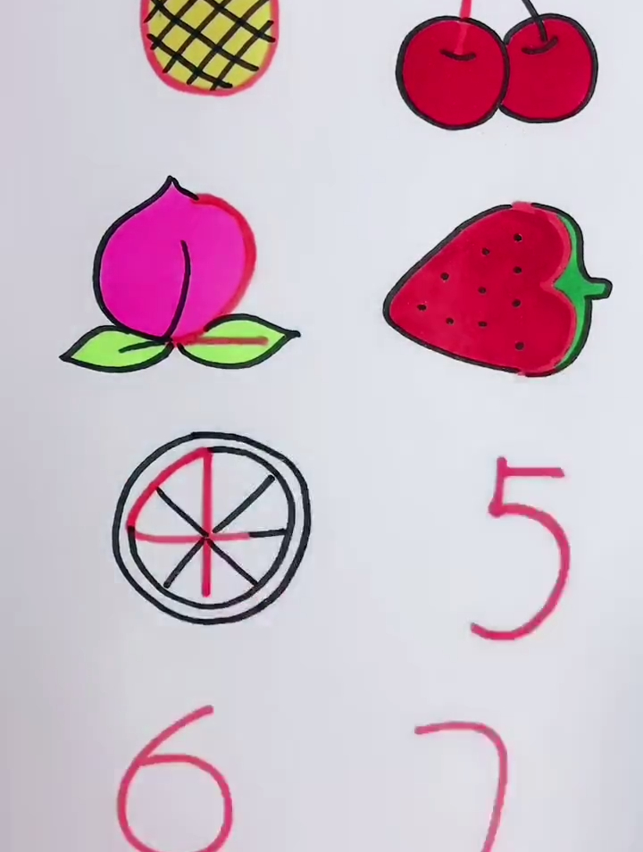 数字画好吃的水果简笔画画画有趣的创意简笔画教程一起学画画创意