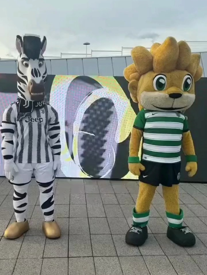 场下是朋友,尤文图斯与葡萄牙体育俱乐部吉祥物一起跳舞