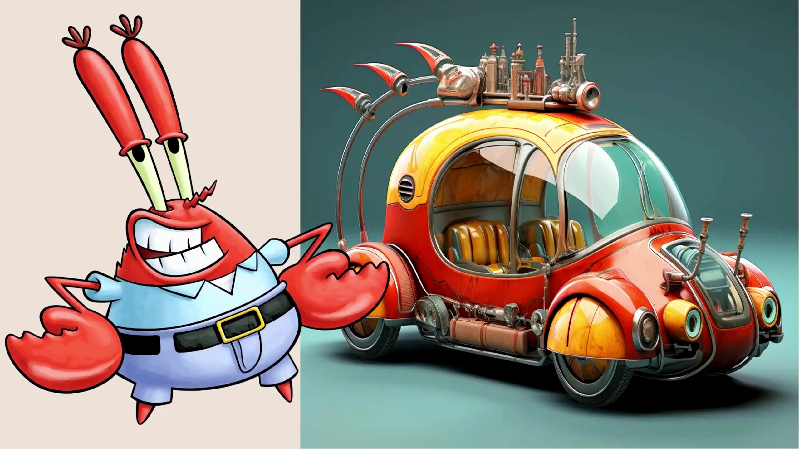 假如海绵宝宝里的角色变成了车车车!